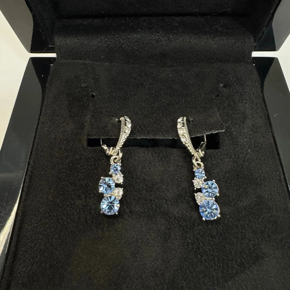 GIVENCHY Silver-Tone Scatter Cluster Blue Drop Earrings - Picture 5 of 5